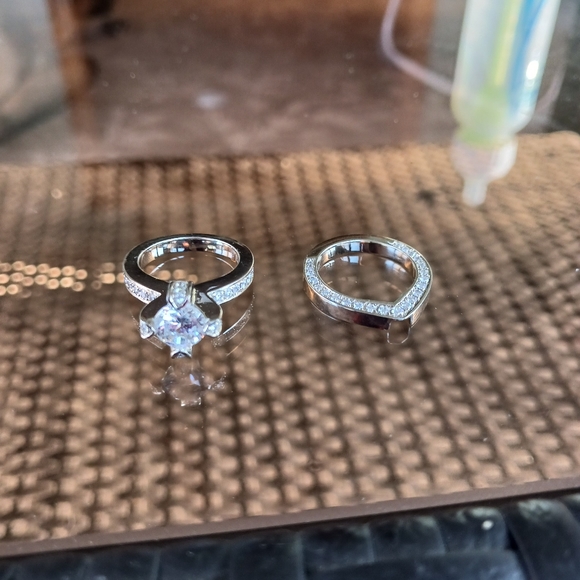 Sakamoto Designed Engagement & Wedding Ring... CZ. CENTER STONE - Picture 5 of 10